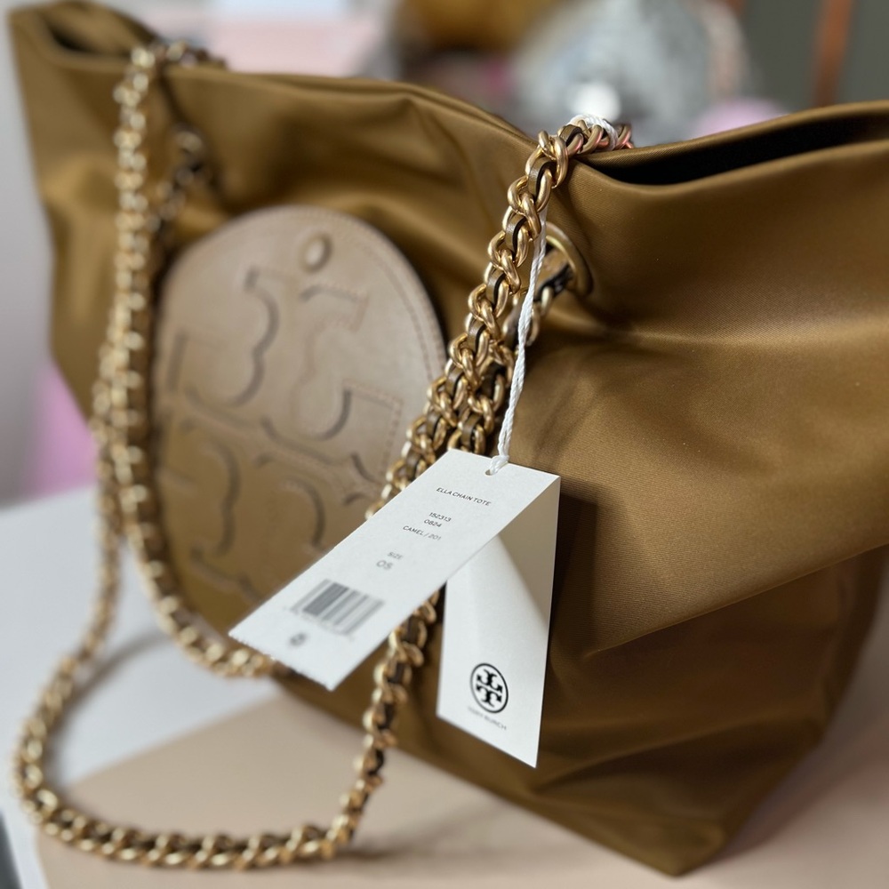 TORY BURCH Ella Chain Tote in Camel